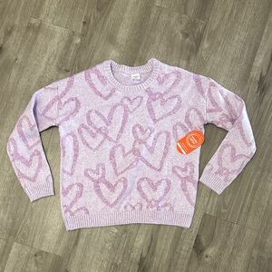 Wonder Nation Light Gray and Pink Heart Sweatshirt
